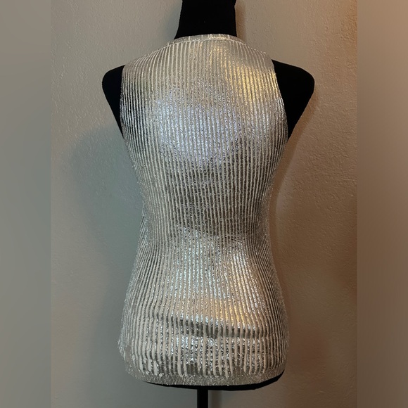 BALMAIN METALLIC RIBBED WOOL-BLEND TANK SIZE 38 - Picture 4 of 5